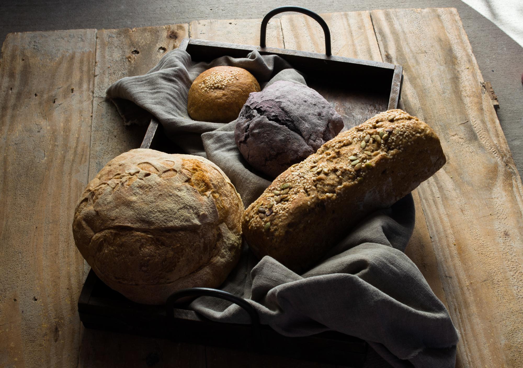 Artisan bread and local produce on a table
